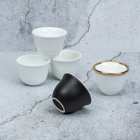 60ML Superbe Espresso Turc Grec En Céramique Café Tasses Kawa Gawa 2 Oz Personnalisé Blanc Or Jante Arabe Style Cawa Café Thé Tasses