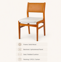 Chaise de salle à manger moderne en bois avec siège rembourré en cuir pour restaurant, café, hôtel