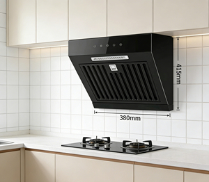 <span class=keywords><strong>Hotte</strong></span> <span class=keywords><strong>de</strong></span> <span class=keywords><strong>cuisine</strong></span> murale électrique noire compacte à aspiration latérale et ventilation, extracteur <span class=keywords><strong>de</strong></span> fumée - Product Image 1