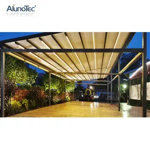 Outdoor Waterproof Aluminum Pergola Roof System Retractable Awning Cover