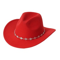 Chapeau de cowboy en feutre noir avec chaîne de strass pour adultes, idéal pour les festivals country, le rodéo et les soirées western - Vente en gros