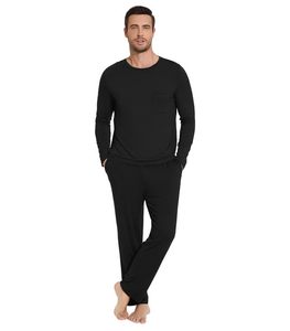 Stock Clearance <b>Men</b> Bamboo Loungewear <b>Set</b> Long Sleeve Solid Color Knitted Cotton Pants Casual All Seasons Soft WeaReady Stock - Product Image 3