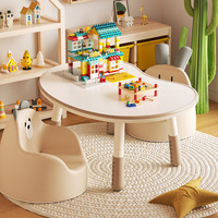 Bureau d'apprentissage réglable pour enfants, style chinois, en MDF durable, table en forme d'arachide, pour salon, maison, écriture, maternelle, éveil précoce