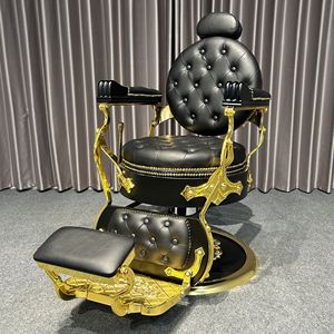 Antique Salon Furniture Barber Shop Equipment Black Retro Barber Chair <b>Reclining</b> Heavy Hydraulic Barber Chair Modern for Men - Product Image 1