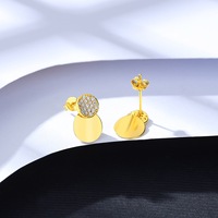 Boucles d'oreilles classiques en argent sterling 925 plaqué or 14 carats avec zircon et diamant pour femmes, pour mariage et anniversaire