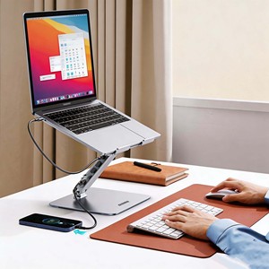 UGREEN Adjustable Aluminum Laptop <b>Stand</b> with 4-Port USB3.0 HUB Foldable Notebook Riser Cooling Laptop Support Holder - Product Image 2