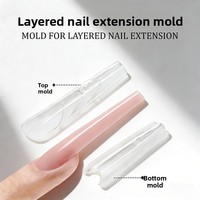 Molde de uñas tipo sándwich OEM con logo, transparente, 240 puntas/caja, puntas de uñas de doble capa, finas, cónicas, ovaladas, largas, cortas, tipo ataúd, almendradas