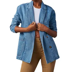 2023 осенние модные женские джинсовые костюмы и куртки для отдыха abrigos para mujer