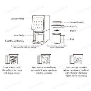 Máquina de Fazer Sorvete e Sobremesas Congeladas Teendow KF-2501, Elétrica para Casa, Congelamento Rápido de Bebidas e Sorvetes - Product Image 3