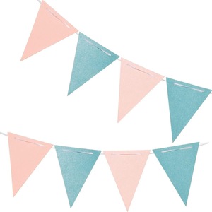 ป้ายสามเหลี่ยมสีพาสเทลชมพูฟ้าทองวิบวับ น่ารัก ตกแต่งสำหรับงานเลี้ยงฉลองทารก งานเลี้ยงฉลองเจ้าสาว - Product Image 4