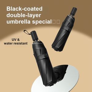 Double Layer Black Glue Coating UPF50 Plus 99 Percent UV Block Fresh Floral Print Patterns Sun Rain Dual Use <b>Umbrella</b> for Women - Product Image 3