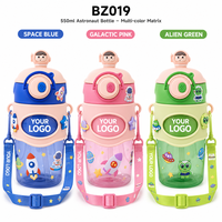 Bouteille d'eau pour enfants 550 ml (18 oz) avec paille, sans BPA, anti-fuite, tasse à bec portable en PC, bouteille de sport pour l'école et les activités sportives