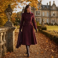 Женское шерстяное пальто Custom Windsor UK Heavyweight, двубортное, цвета Муди Берри, с поясом, А-силуэт, большие размеры UK 8-22, Vestido