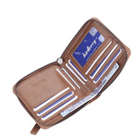 Porte-cartes et porte-monnaie zippé étanche en cuir PU pour homme, style vintage, mince, à trois volets, avec protection RFID, nouvelle collection, vente en gros