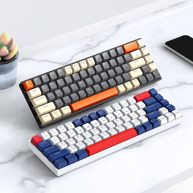 H68 Gaming Keyboards Wired Wireless 2.4G BT Hot Swappable RGB Mechanical Keyboard