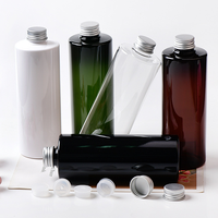 Vente chaude 100ml 120ml 150ml 250ml 350ml 500ml Cylindre à épaulement plat Ambre Brun Bouteille en plastique PET avec bouchon à vis en plastique