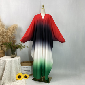Fashion Gradient Colors Open <b>Abaya</b> Kimono with Butterfly Sleeve Muslim Women Dubai Modest Islamic Kaftan <b>Abaya</b> (6750) - Product Image 1