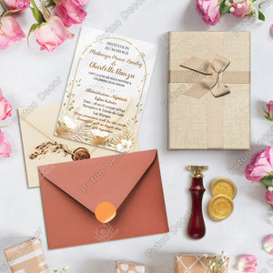 بطاقات دعوة عيد ميلاد عصرية فاخرة معدنية بالجملة، مشغولات بلاستيكية مقاومة للماء مع شعار مخصص - Product Image 3