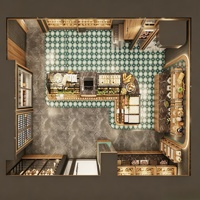 Aménagement intérieur complet de boulangerie-pâtisserie, personnalisation de la pièce, vitrine en verre, comptoir de bar, décoration de café, salon de thé