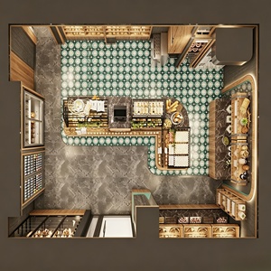Diseño Interior de Cafetería, Panadería y Pastelería, Personalización Completa de la Habitación, Vitrina de Vidrio, Barra de Bar, Decoración de Cafetería y Tienda de Té - Product Image 5