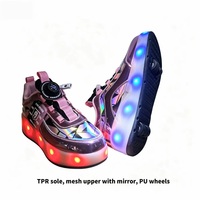 Patins à roulettes durables et écologiques en TPR avec panneau laser coloré, roues en PU et bande lumineuse LED