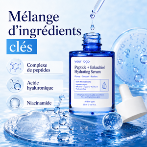 Sérum facial anti-âge premium raffermissant et éclaircissant pour peaux abîmées, réparateur cutané, à base de peptides longue durée et d'acide hyaluronique, pour tous types de peaux - Product Image 3