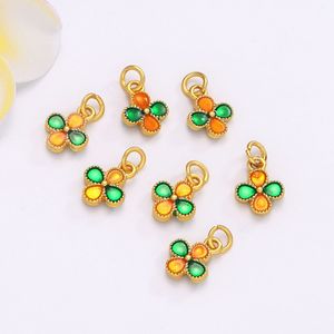 Pendentif trèfle à quatre feuilles en émail doré, breloque en forme de fleur, accessoire de bijouterie pour bracelet et collier DIY, unisexe, usage quotidien - Product Image 1