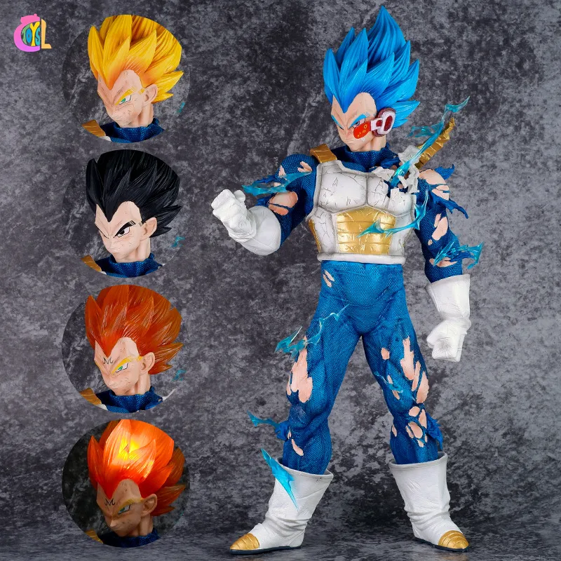 Fabbrica Anime statua modello ornamento illuminato figura in scatola Dragon Balls artigianato quattro teste Vegeta Anime Figure