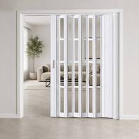Porte pliante en verre JCX 00271, cadre en alliage d'aluminium et PVC, écran en acier inoxydable, design pliable, style postmoderne, garantie 5 ans