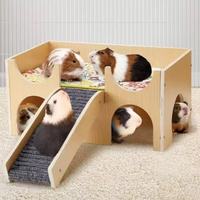 Maison en bois multifonctionnelle pour cochon d'Inde, mobilier pour animaux de compagnie, hamac, cachette, jouet anti-ennui, détachable