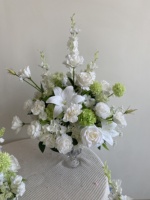 Boule de fleurs artificielles 30-50cm, rose en soie blanche, pompon moderne de haute qualité, décoration suspendue pour centre de table de mariage