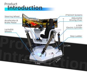 Machine de jeu de course automobile 6D SportVR 360 degrés, simulateur de course Moza à 3 écrans, pour centre commercial en acier intérieur - Product Image 6