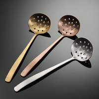 Gadgets de cuisine Cuillères à soupe dorées de luxe à motif martelé Louche à soupe en acier inoxydable Cuillères de service pour la maison et la cuisine