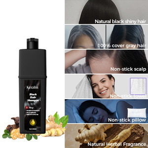 Joynna Crema 3 en 1 Champú para Tinte <span class=keywords><strong>de</strong></span> Cabello Instantáneo Halal <span class=keywords><strong>de</strong></span> Larga Duración Natural Fácil Ginseng Café Rápido Vino Tinto Oscuro-Original - Product Image 5