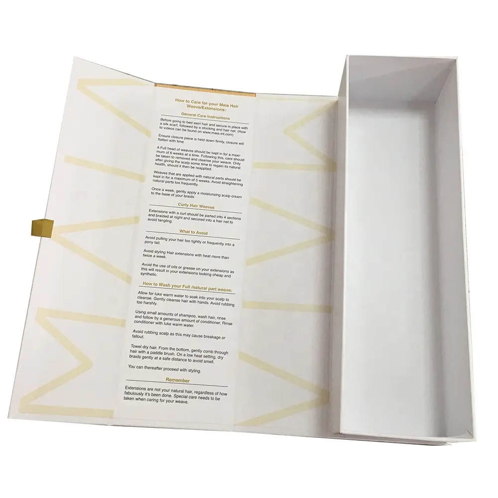 Carton magnétique rectangulaire blanc mat avec impression personnalisée, boîte à perruque cadeau de luxe, paquet d'extensions de cheveux personnalisé avec logo