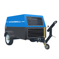 Machine de compresseurs d'air diesel industriels mobiles à vis 185 Cfm 125 Cfm pour remorque