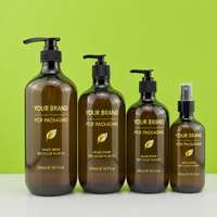 Bouteille de shampooing en plastique 300ML 500ML 800ML 1000ML, flacon Boston rond ambré pour gel capillaire/gel douche/lotion en plastique