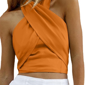 Top corto sexy para mujer, estilo halter cruzado, sin mangas, con espalda descubierta, para fiesta o discoteca - Product Image 2
