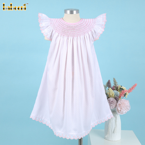 ชุดเดรสสำหรับเด็กสีชมพูลายจุดคอแบบสม็อกชุดเสื้อผ้าสำหรับเด็กดีไซน์รังผึ้งขายส่งในเวียดนาม-DR3574 - Product Image 2