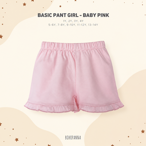 Shorts basiques pour filles, couleur unie, taille élastique, bordure à volants, style décontracté, 100% coton, style minimaliste - Product Image 2