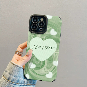 <span class=keywords><strong>Custodia</strong></span> per cellulare in pelle artificiale TPU con stampa a onde verdi e cuori Happy Love per <span class=keywords><strong>iPhone</strong></span> X, XR, <span class=keywords><strong>11</strong></span>, 12, 13, 14, 15, 16, 17, 18 Pro Max - Product Image 3