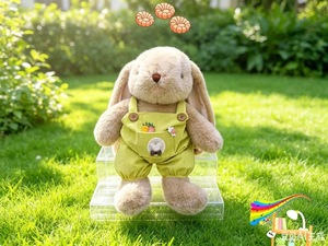Cute Long Ear <b>Bunny</b> Plush Doll With Plaid <b>Outfit</b> Soft Stuffed Rabbit Toy For Home Decor Gift - Product Image 5
