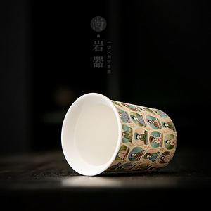 Taza de Té de Porcelana Blanca de Alta Temperatura, Diseño de los Mil Buda de las Cuevas de Dunhuang, Creativa y Cultural, Tamaño Grande - Product Image 4