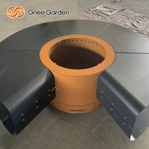 Corten Steel Smokeless Fire Pit <b>Table</b> and Chair Metal Fire Bowl with <b>BBQ</b> Grill Tray Powder Coated CE Certified - Product Image 5