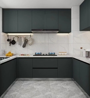 Ensemble d'armoires de cuisine modernes sur mesure, laquées brillantes, en forme de L, avec plan de travail, pour la rénovation de la maison