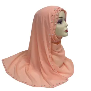 2023新款阿拉伯大价格批发雪纺围巾女头巾串珠