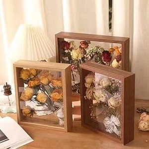 Tối óc chó bóng hộp 8x10 ''10x10'' gỗ khô hoa khung ảnh phong cảnh bó hoa hiển thị đứng trang trí nổi hình ảnh - Product Image 2