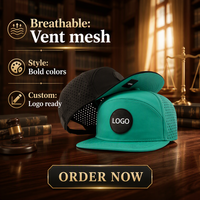 Casquettes de golf personnalisables pour hommes, 6 panneaux, résistantes à l'eau, en polyester, à visière plate, avec fermeture snapback, perforées au laser