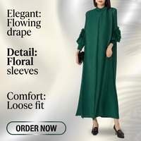Robe de soirée longue plissée coupe trapèze, nouveau style, élégante et tendance, col montant, coupe ample, grande taille, unie, sexy, en organza teint en pièce