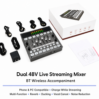 Carte son Bluetooth à réduction de bruit, mixeur audio, mini table de mixage avec 8 effets et changeur de voix, carte son pour diffusion en direct